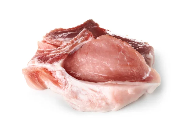 Råa Biffar Vit Bakgrund Färskt Kött — Stockfoto