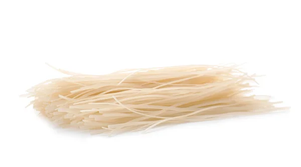 Ακατέργαστο Ρύζι Χυλοπίτες Άσπρο Φόντο Νόστιμα Ζυμαρικά — Φωτογραφία Αρχείου