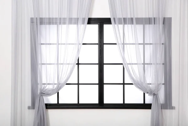 Window Frame Glass Curtains Home Interior — Stock Photo, Image