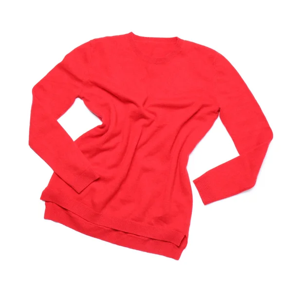 Maglione Rosso Cashmere Isolato Bianco Vista Dall Alto — Foto Stock