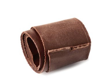 Beyaz arka planda dekorasyon için lezzetli çikolata kıvırcığı