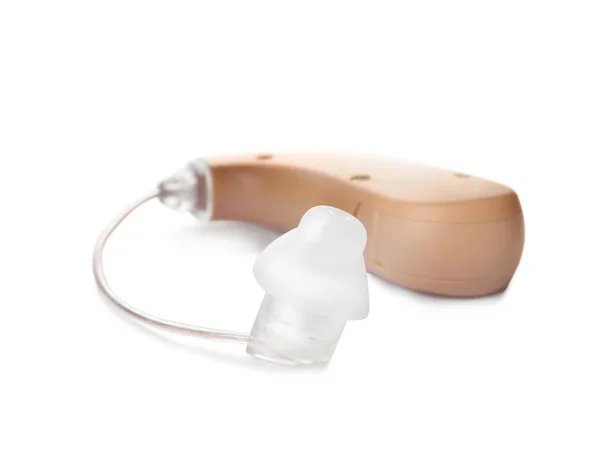 Hearing aid on white background. Medical device
