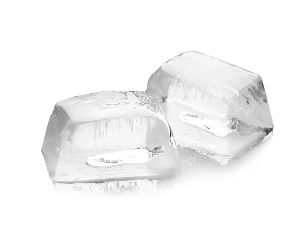 Transparente Eiswürfel Auf Weißem Hintergrund Schmelzen — Stockfoto