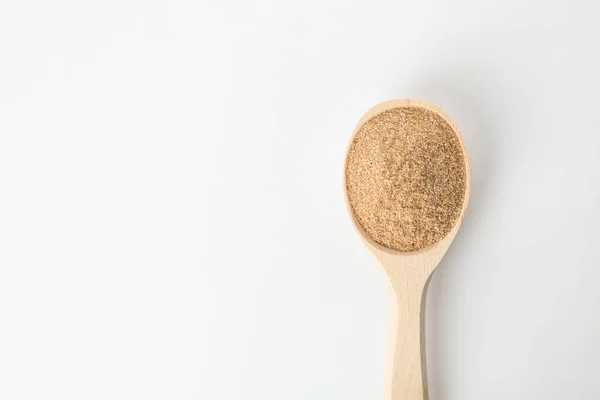 Spoon Buckwheat Flour Isolated White Top View Space Text — Stock Photo, Image