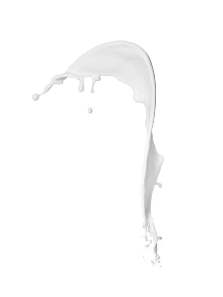 Splash Leite Fresco Isolado Branco — Fotografia de Stock