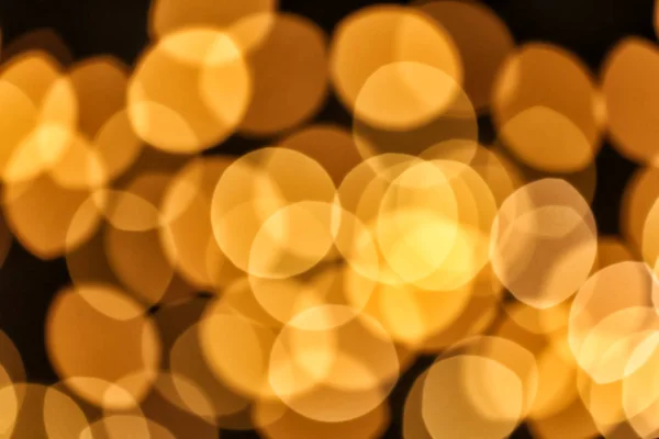 Mooie Gouden Lichten Donkere Achtergrond Bokeh Effect — Stockfoto
