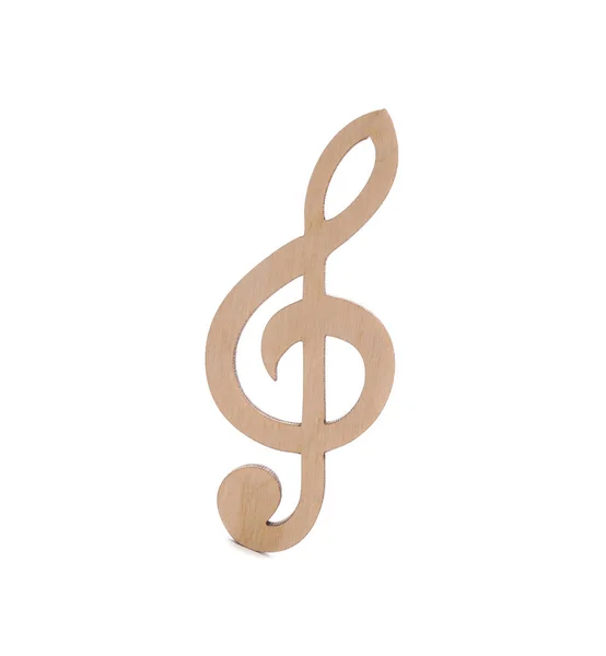 Ahşap Treble Clef Beyaz Izole Müzik Notlar — Stok fotoğraf