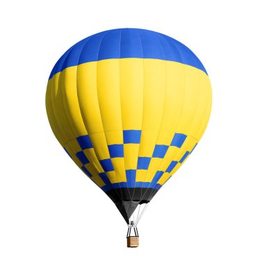 Beyaz arka plan üzerinde parlak renkli sıcak hava balonu