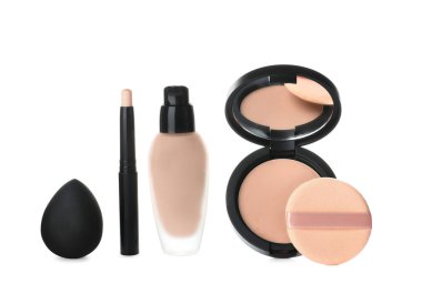 Deri Vakfı ve toz beyaz arka plan üzerinde kompozisyonu