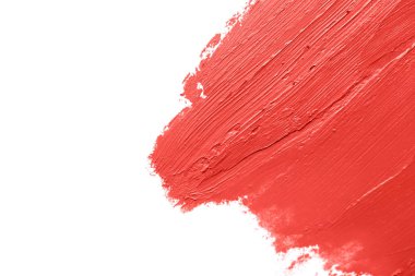 Kırmızı ruj beyaz zemin üzerine, closeup smear. Metin için yer