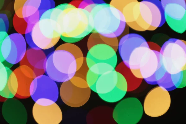 Schöne Bunte Lichter Auf Dunklem Hintergrund Bokeh Effekt — Stockfoto