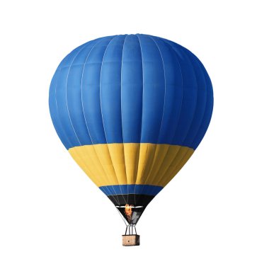 Beyaz arka plan üzerinde parlak renkli sıcak hava balonu