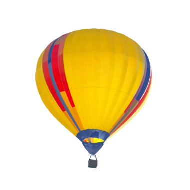 Beyaz arka plan üzerinde parlak renkli sıcak hava balonu