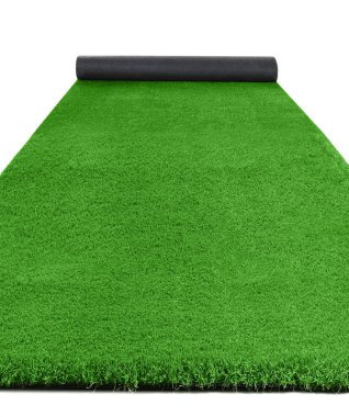 Parlak yeşil halı beyaz arka plan üzerinde haddeleme