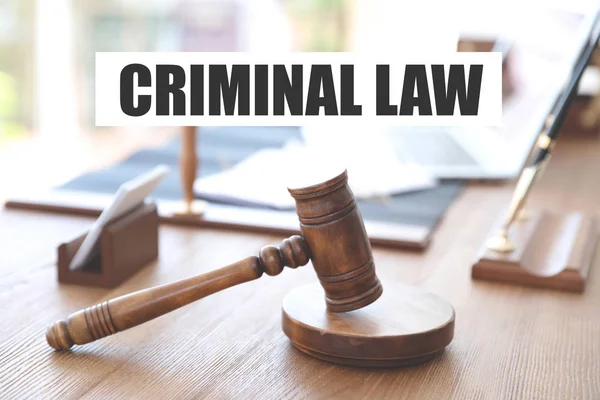 Суддя Поставив Стіл Текст Criminal Law — стокове фото