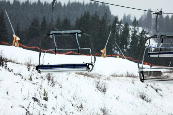 Uma Cadeira Vazia Estação Esqui Férias Inverno — Fotografia de Stock