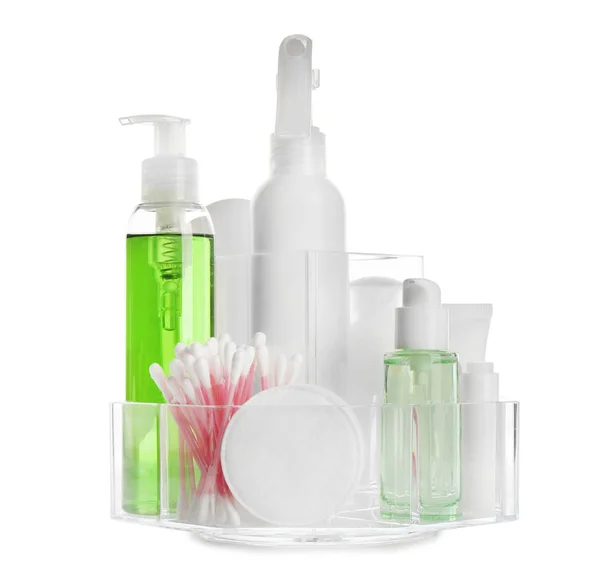 Set Productos Cosméticos Para Cuidado Corporal Aislados Blanco — Foto de Stock