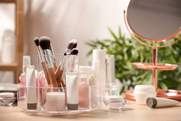 Set Body Care Cosmetic Products Dressing Table Space Text — Stock Photo, Image