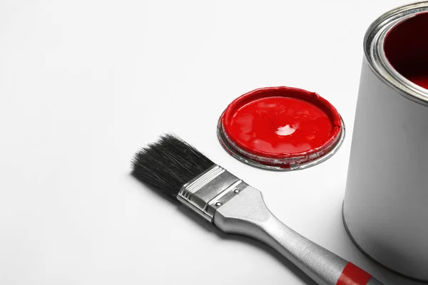 Paint Can Brush White Background Space Text — Stock Photo, Image