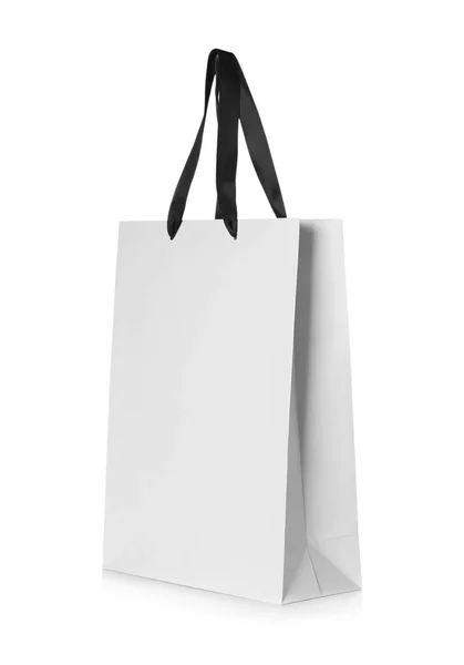 Saco Compras Papel Isolado Branco Mock Para Projeto — Fotografia de Stock