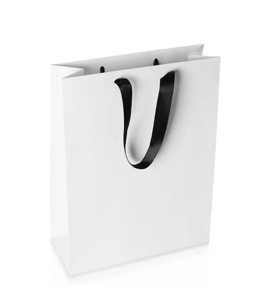 Паперовий Пакет Покупок Ізольований Білому Макет Дизайну — стокове фото