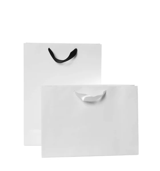 Sacos Compras Papel Isolados Branco Mock Para Projeto — Fotografia de Stock