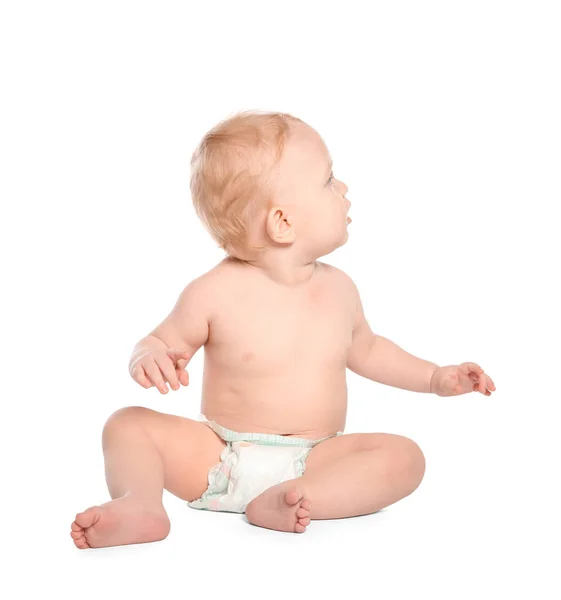 Lindo Bebé Sobre Fondo Blanco Tiempo Gateo —  Fotos de Stock