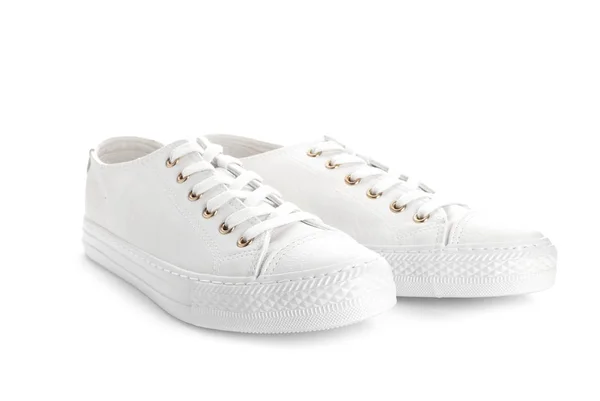 Coppia Eleganti Sneakers Sfondo Bianco — Foto Stock
