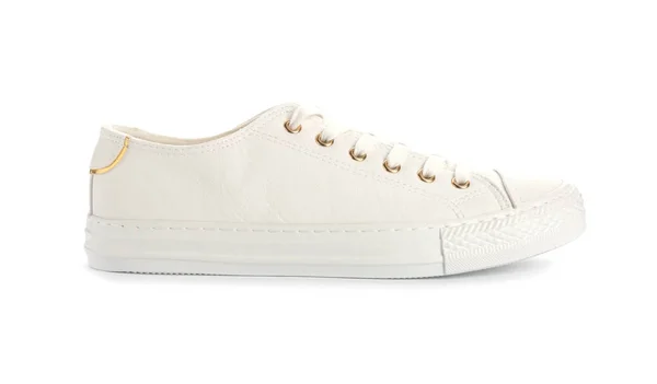 Elegante Sneaker Sfondo Bianco Calzature Alla Moda — Foto Stock