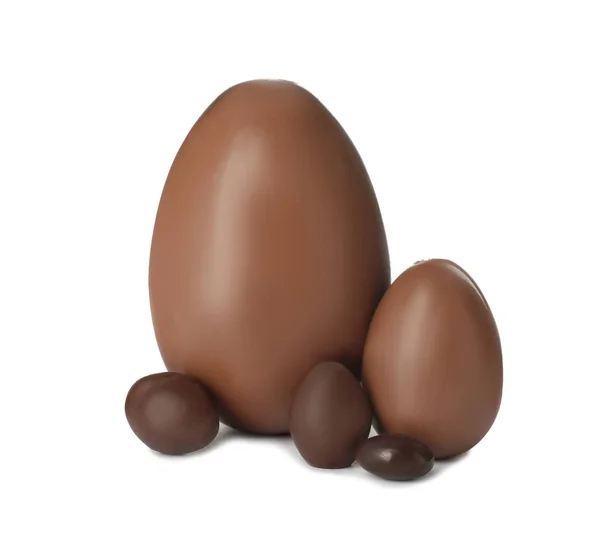Смачні Шоколадні Великодні Яйця Білому Тлі — стокове фото