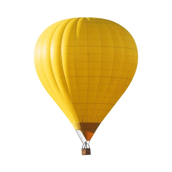 Bright Yellow Hot Air Balloon White Background — Stock Photo, Image