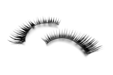 Güzel çift beyaz arka plan üzerinde yanlış eyelashes
