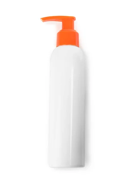 瓶与防晒身体霜在白色背景 — 图库照片