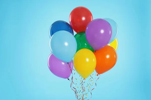 Stelletje Heldere Ballonnen Kleur Achtergrond — Stockfoto