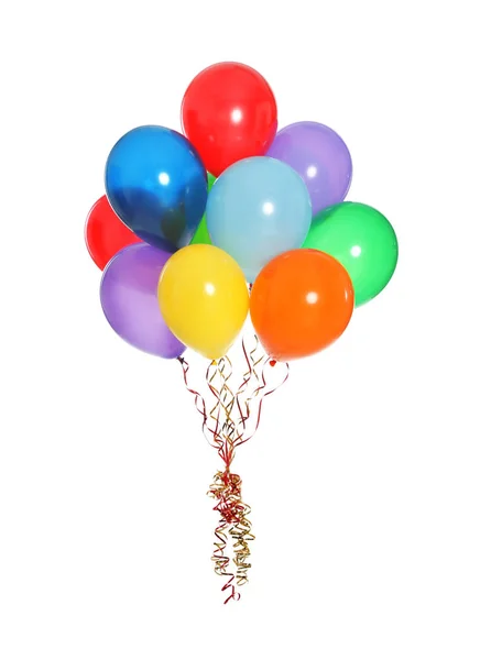 Stelletje Heldere Ballonnen Witte Achtergrond — Stockfoto
