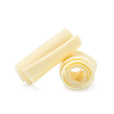 Beyaz arka planda dekorasyon için lezzetli çikolata bukleleri