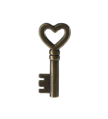 Beyaz arka plan üzerinde bronz vintage süslü anahtar