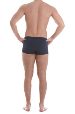 Beyaz arka planda, closeup genç atletik erkek. Kilo kaybı