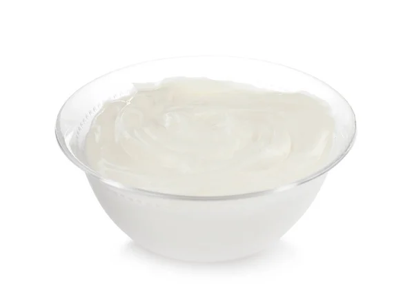 Bowl Sour Cream White Background — Stock Photo, Image