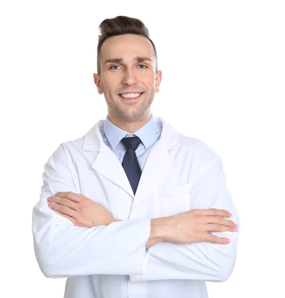 Портрет Мужчины Стоматолога Белом Фоне — стоковое фото