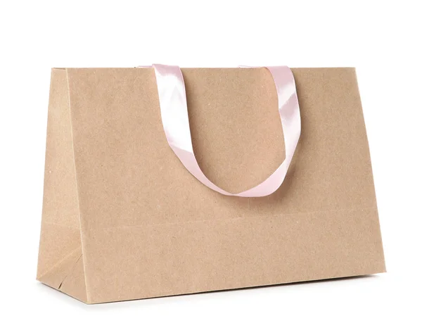 纸购物袋查出在白色 模拟设计 — 图库照片
