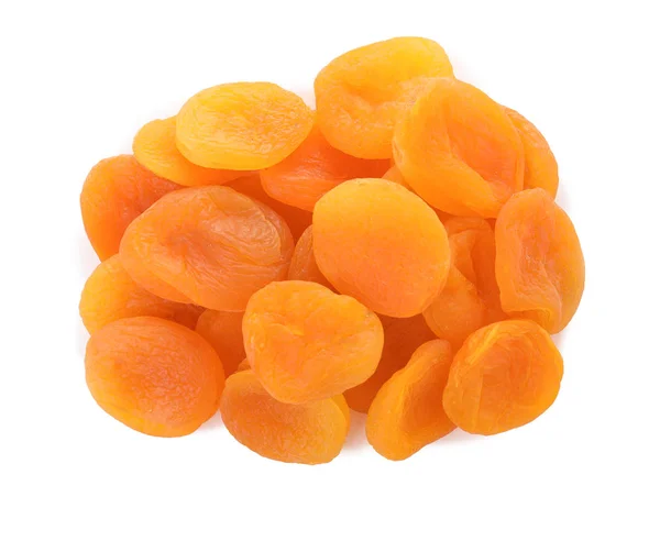 美味的杏子在白色背景 顶视图 干果作为健康食品 — 图库照片