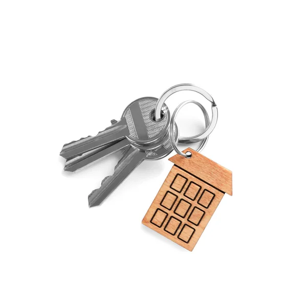 House Keys Trinket White Background Top View — Stock Photo, Image