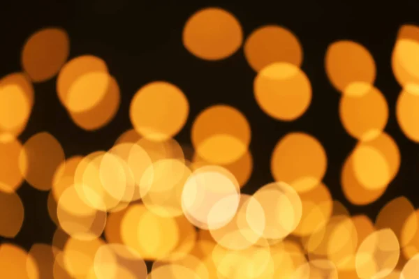 Hermosas Luces Doradas Sobre Fondo Oscuro Efecto Bokeh — Foto de Stock