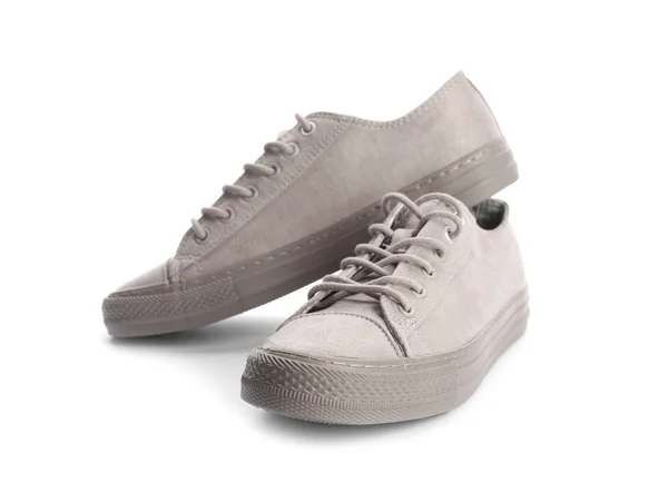 Coppia Eleganti Sneakers Sfondo Bianco — Foto Stock