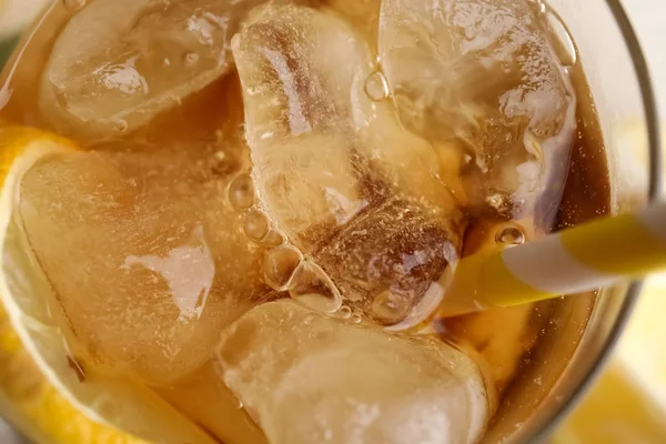 Copa Limonada Con Cubitos Hielo Vista Superior — Foto de Stock