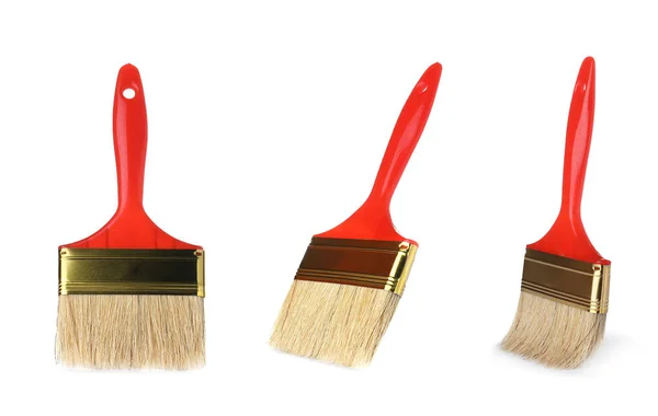 Set Clean Paint Brushes White Background Stock Photo