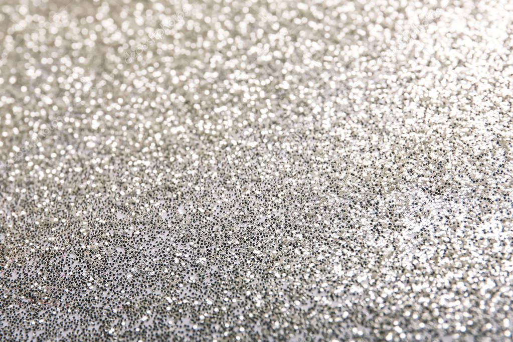 Closeup view of sparkling silver glitter background