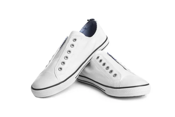 Pair Stylish Sneakers White Background — Stock Photo, Image