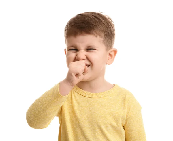 Cute Boy Suffering Cough White Background — Stock Photo, Image